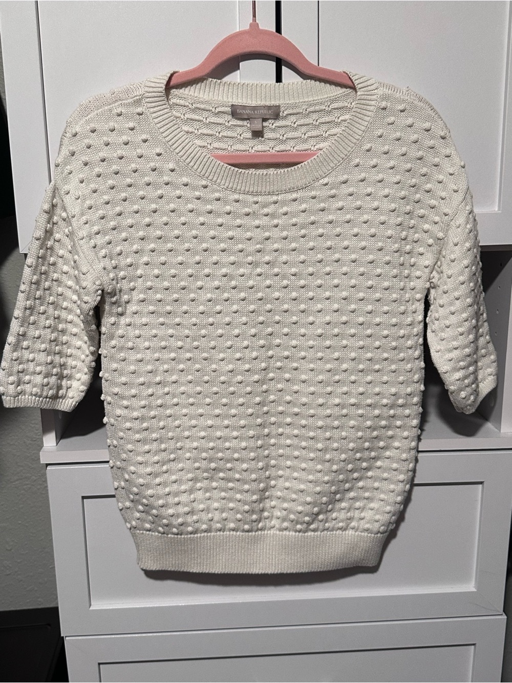 Banana Republic Ivory Bobble Popcorn Knit Wool Blend Sweater Size Small